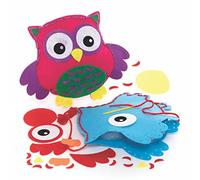 Baker Ross FE639 Owl Cushion Sewing Kits - Pack of 2, Sewing Set for Children, Creative Activities for Kids, Ideal Arts and Crafts Project, Blue,Pink