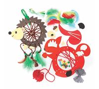 Baker Ross FE658 Woodland Animals Dream Catcher Craft Kits - Pack of 4, Make Your Own Card Dream Catcher Kit, Autumn Art and Craft for Kids to Make and Decorate