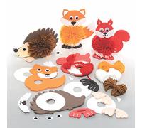 Baker Ross FE725 Woodland Animal Pom Pom Kits - Pack of 3, Pom Pom Decorations for Children to Make, Decorate and Display, Creative Activities for Kids