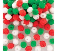 Baker Ross FE810 Christmas Threading Pom Poms - Pack of 100, Craft Embellishments, Craft Supplies for Children, Great for Kids Arts and Crafts Projects