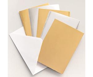 Baker Ross FE830 Metallic Gold and Silver Greeting Cards - Pack of 12, Card Blanks for Card Making, Make Your Own Christmas Cards, Ideal for Kids Arts and Crafts Projects