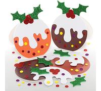 Baker Ross FE877 Christmas Pudding Card Kits - Pack of 6, Card Making Kit for Kids, Make Your Own Christmas Cards, Ideal Festive Arts and Crafts Project
