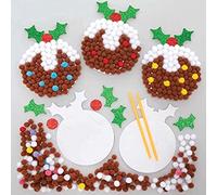 Baker Ross FE889 Pudding Kits-Pack of 5, Design Your Own Christmas Pom Children to Make, Decorate and Display, Creative Activities for Kids, Assorted