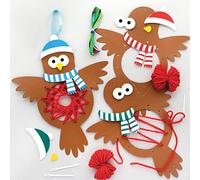 Baker Ross FE896 Christmas Robin Weaving Kits - Pack of 5, Introductory Sewing for Beginners, Make Your Own Bird Decoration, Ideal Kids Arts and Crafts Project