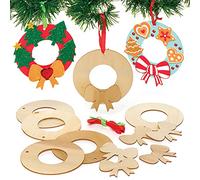 Baker Ross FE906 Mini Wooden Wreaths - Pack of 8, Wreath Ring to Decorate and Display, Wood Crafts for Kids, Make Your Own Decorations