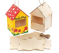 Baker Ross FE929 Robin Nest Box Kits - Pack of 2, Make Your Own Bird House, Wooden Crafts for Children to Decorate and Display, Outdoor Kids Arts and Crafts Project, Brown