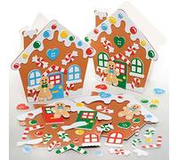 Baker Ross FE939 Gingerbread House Card Kits - Pack of 6, Card Making Kit for Kids, Make Your Own Christmas Cards, Ideal Festive Arts and Crafts Project