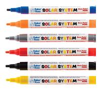 Baker Ross FE978 Solar System Deco Paint Pens - Pack of 6, Broad Tipped, Oil Based Acrylic Markers for Kids Arts and Crafts Projects, Ideal for Wood, Porcelain, Glass, Plastic and Metal