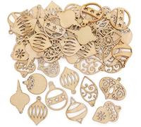 Baker Ross FE981 Christmas Bauble Mini Wooden Shapes - Pack of 72, Embellishments for Crafting, Craft Supplies for Children, Ideal for Kids Arts and Craft Projects