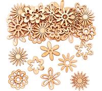 Baker Ross Flower Mini Wooden Shapes - Pack of 45, Arts and Crafts Supplies, Craft For Kids (AT474)