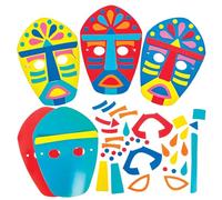Baker Ross FN013 Tribal Mask Kits - Pack of 8, Educational Arts and Crafts Kits, Learning Resources