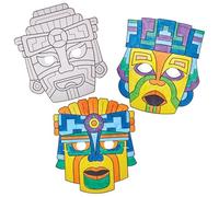 Baker Ross FN021 Aztec Colour-in Masks - Pack of 8, Educational Arts and Crafts Kits, Learning Resources