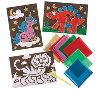 Baker Ross FN136 Foil Art Pictures - Pack of 10, Arts and Crafts Foil Colouring Picture From Kits