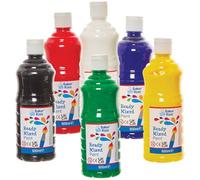 Baker Ross FN163 Primary Colours Ready Mixed Poster Paints - Pack of 6, 600ml Bottles, Art & Craft Paint