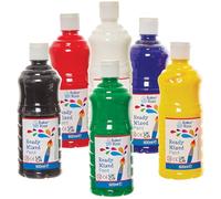 Baker Ross FN163 Primary Colours Ready Mixed Poster Paints - Pack of 6, Paint Value Pack of Bottles, Paint for Kids