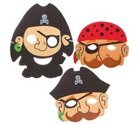 Baker Ross FN166 Pirate Foam Masks - Pack of 5, DIY Costume Kits for Kids, Pretend Play Accessories