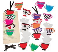 Baker Ross FN180 Mad Hatter's Teacup Bookmark Kits - Pack of 6, World Book Day Kits, Bookmark Making for Kids