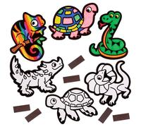 Baker Ross FN196 Reptile Fuzzy Art Magnets - Pack of 15, Colouring Arts and Crafts Kits for Kids