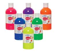 Baker Ross FN247 Fluorescent Ready Mixed Poster Paint Pack 150ml - Box of 6, Paint Value Pack of Bottles, Paint for Kids