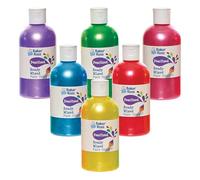 Baker Ross FN254 Pearlised Ready Mixed Poster Paint Pack 150ml - Box of 6, Paint Value Pack of Bottles, Paint for Kids