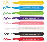 Baker Ross FN282 Acrylic Porcelain & Deco Brush Tip Pens - Pack of 8, Ceramic Decorating Pens, Brush Pens for Crafts