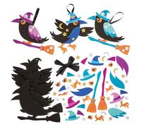 Baker Ross FN285 Spooky Crows Mix and Match Decoration Kits - Pack of 8, Halloween Arts and Crafts for Kids, Halloween Decorations