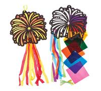 Baker Ross FN304 Fireworks Stained Glass Decoration Kits - Pack of 5, Bonfire Night Decorations Arts and Crafts for Kids