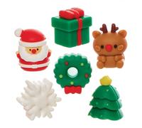 Baker Ross FN346 Christmas Erasers - Pack of 12, Christmas Party Bag Fillers for Kids