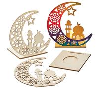 Baker Ross FN360 Wooden Crescent Moon Ramadan Tealight Holders - Pack of 3,