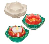Baker Ross FN375 Lotus Tealight Holder - Pack of 2, Ceramic Painting for Kids, Kids Tealight Holders to Paint