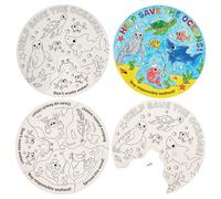 Baker Ross FN393 Save the Oceans Colour-in Wheel Kits - Pack of 5, Earth Day Learning Resources for Schools, Arts and Crafts for Kids