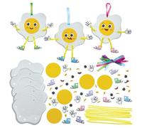 Baker Ross FN397 Fried Egg Mix & Match Decoration Kits - Pack of 8, Foam Arts and Crafts Decoration Kits for Kids
