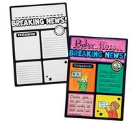 Baker Ross FN439 Write Your Own Fuzzy Art Newspaper Articles - Pack of 6, Reading and Writing Learning Aids for Kids and Schools