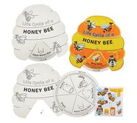 Baker Ross FN441 Honey Bee Life Cycle Colour-in Sticker Wheels - Pack of 4, STEM, Science, Maths and Learning Aids for Kids and Schools