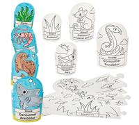 Baker Ross FN464 Food Chain Animal Nesting Colour-in Sets - 3 Sets, STEM and Science, and Learning Aids for Kids and Schools