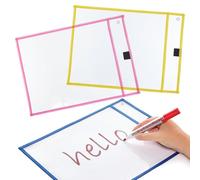 Baker Ross FN485 Reusable Dry Erase A4 Pockets - Pack of 6, School and Educational Supplies for Kids and Teachers