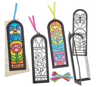 Baker Ross FN559 Summer Stained Glass Effect Colour-in Bookmarks - Pack of 10, Bookmark Making for Kids, World Book Day Crafts