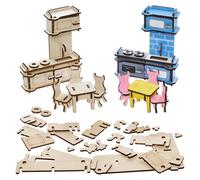 Baker Ross FN573 DIY Doll House Kitchen Furniture Woodcraft Kits - Pack of 1, Make Your Own Dolls House Furniture for Kids