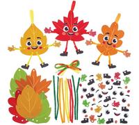Baker Ross FN585 Leaf Mix & Match Decoration Kits - Pack of 8, Creative Autumn Craft Sets, Fun Seasonal Decorations