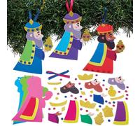 Baker Ross FN618 Three Wise Men Mix & Match Decoration Kits - Pack of 6, Christian Christmas Craft Kits for Children to Make Nativity Decorations