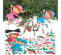 Baker Ross FN625 Mischievous Christmas Elf Mix & Match Decoration Kits - Pack of 8, Christmas Craft Sets for Kids to Create Playful Elf Decorations