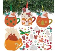 Baker Ross FN626 Christmas Spice Latte Mix & Match Decoration Kits - Pack of 8, Christmas Craft Sets for Kids to Create Seasonal Decorations