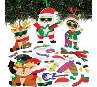 Baker Ross FN628 Cool Christmas Mix & Match Decoration Kits - Pack of 8, Trendy Festive Craft Sets for Children to Create Stylish Christmas Decorations