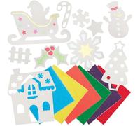 Baker Ross FN633 Christmas Scene Window Decorations Kit - Pack of 30, Festive Stick-On Decorations Perfect for Christmas Crafts
