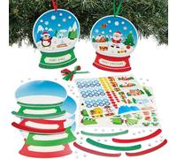 Baker Ross FN635 Personalised Snow Globe Christmas Decoration Kits - Pack of 6, Christmas Craft Sets for Kids to Create Customisable Snow Globe Decorations