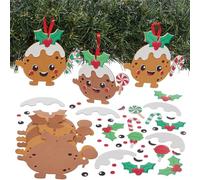 Baker Ross FN639 Christmas Pudding Mix & Match Decoration Kits - Pack of 8, Christmas Craft Kits for Children to Create Traditional Christmas Pudding Decorations