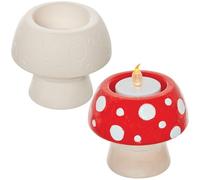 Baker Ross FN644 Toadstool Ceramic Tealight Holders - Pack of 2, Charming Woodland-Themed Autumn Decorative Holders