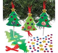 Baker Ross FN648 Christmas Tree Lollipop Holder Decorations - Pack of 10, Christmas Craft Kits for Children to Create Christmas Tree Holders