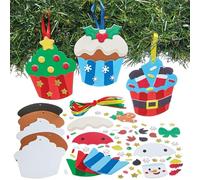 Baker Ross FN670 Christmas Cupcake Decoration Kits - Pack of 8, Christmas Craft Sets for Decorating Holiday Cupcakes