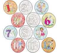 Baker Ross FN672 12 Days of Christmas Colour-in Window Decorations - Pack of 12, Christmas Craft Sets for Kids to Colour and Display